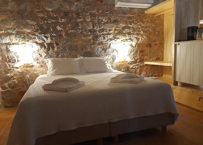 The Two Carob Trees, Traditional Stonehouse, Nikandri, Pirgos Diros * Lefkias
