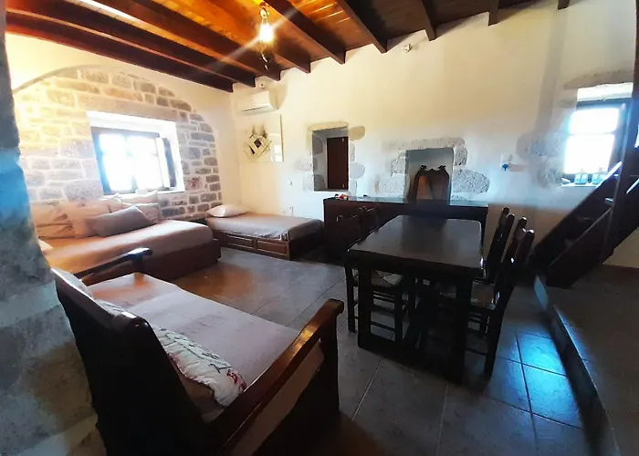 The Two Carob Trees, Traditional Stonehouse, Nikandri, Pirgos Diros Lefkias